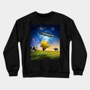 UFO Abducting Meeple, Board Gaming Alien Abduction Crewneck Sweatshirt